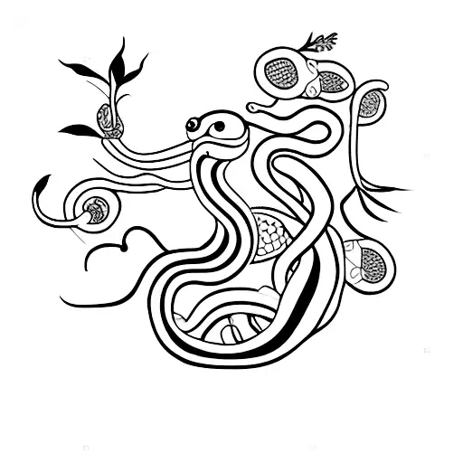 Snake With Lilies Down To The Arm