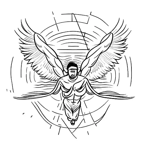 A Detailed Sketch Of Icarus Falling From The Sky With Wings Melting