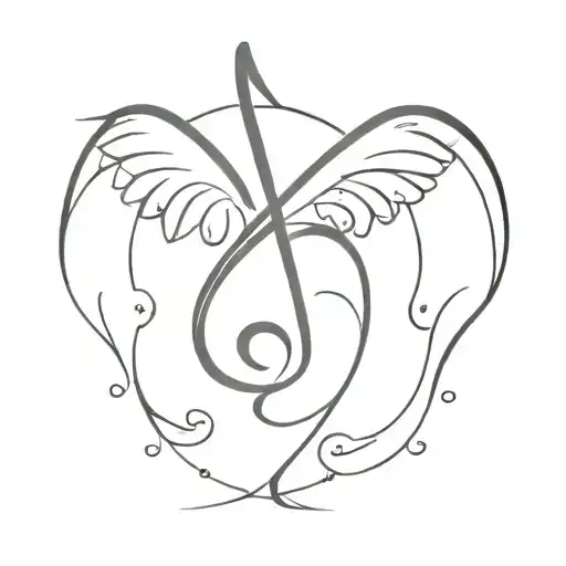 A Minimalist Tattoo Of A Musical Note With Angel Wings