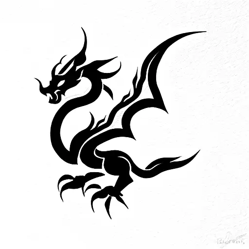 A Minimal Tiny Tattoo Depicting An Asian Dragon
