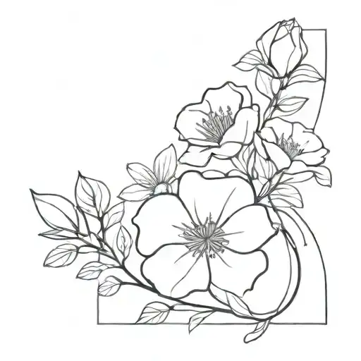 A Blackwork Tattoo Of A Bouquet Combining May And December Birth Flowers