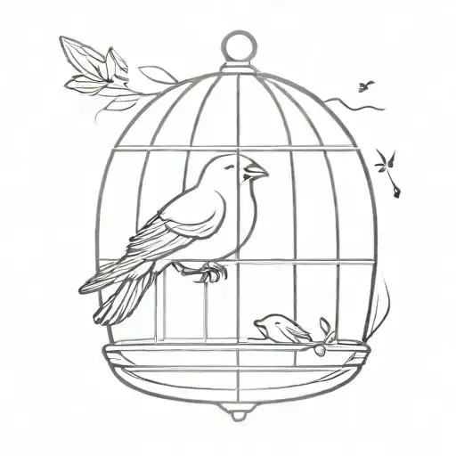 A Head Inside A Bird Cage