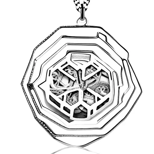 Long Antique Vintage Hexagon Necklace Pendant With Star Design Inside