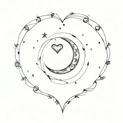 Moon And Heart Symbolizing Love You To The Moon Phases