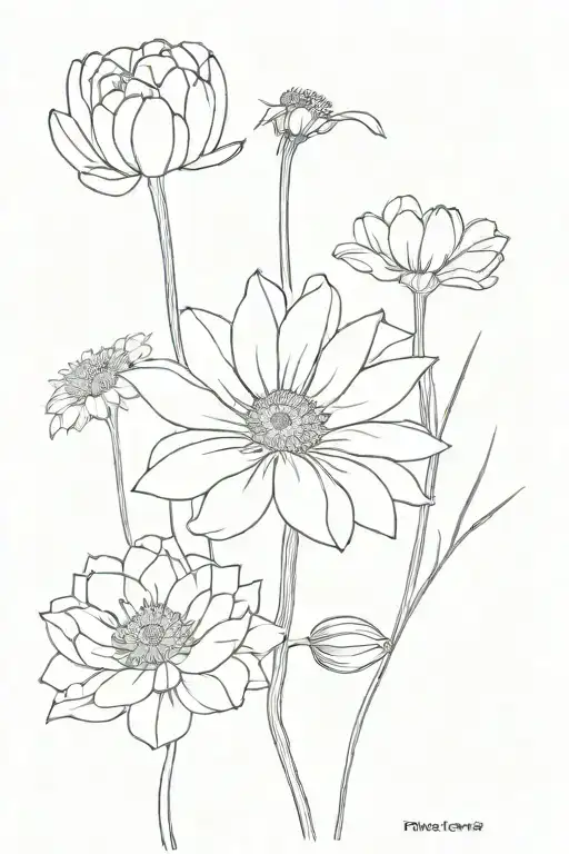 A Lily A Daisy A Poppy And A Chrysanthemum All Togther