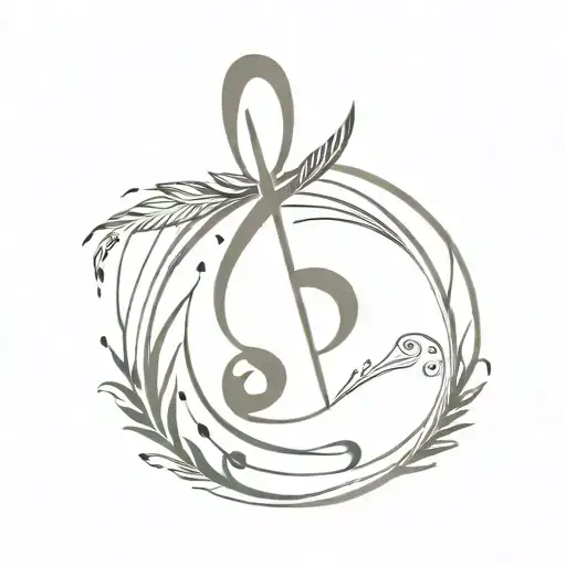 A Delicate Tattoo Of A Music Note Intertwined With Feathered Wings