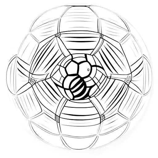 Create A Minimalist Tattoo Of The Iconic Old Trafford Stadium With A Soccer Ball In The Foreground