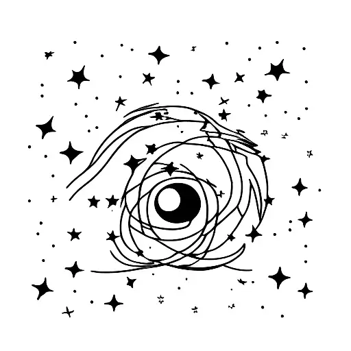 A Minimalist Tattoo Of A Galaxy With A Shooting Star Passing Through It