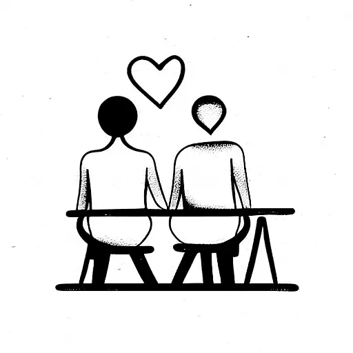 Couple With Love Sitting Desk
