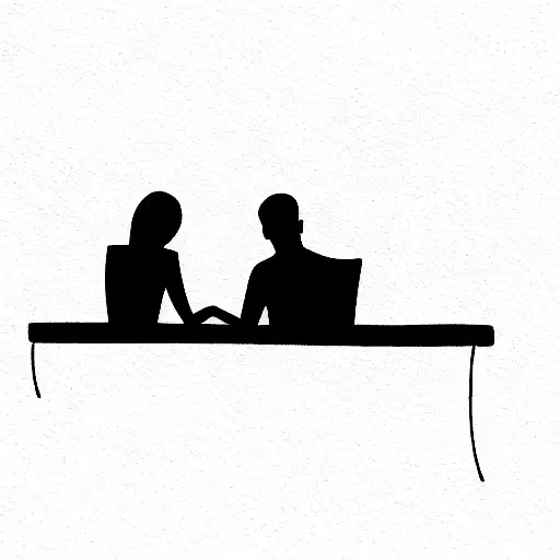 Couple With Love Sitting Desk