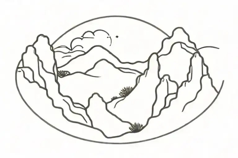 Desert Landscape Drawn Just By One Line