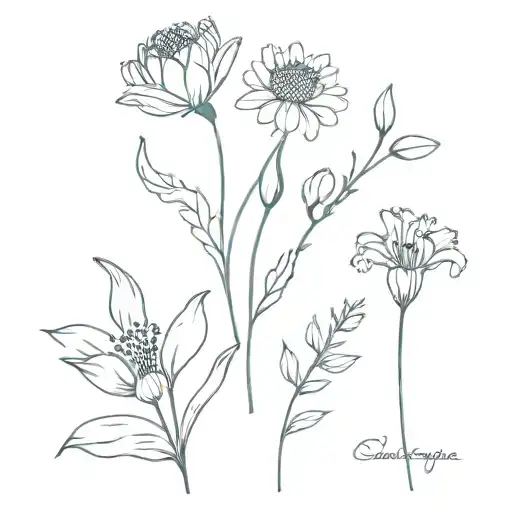 A Lily Of The Valley A Daisy A Poppy And A Chrysanthemum All Togther