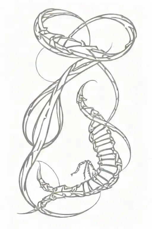 Dna Double Helix Intertwined With A Scorpion Silhouette