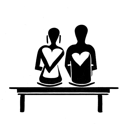 Couple With Love Sitting School Desk