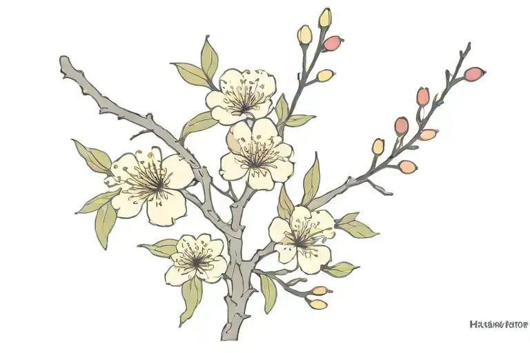 Simple Colourful Plum Blossoms Single Branch