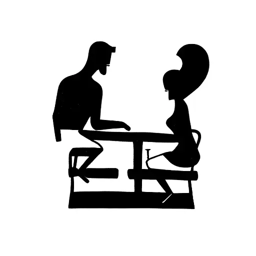 Couple With Love Sitting Desk