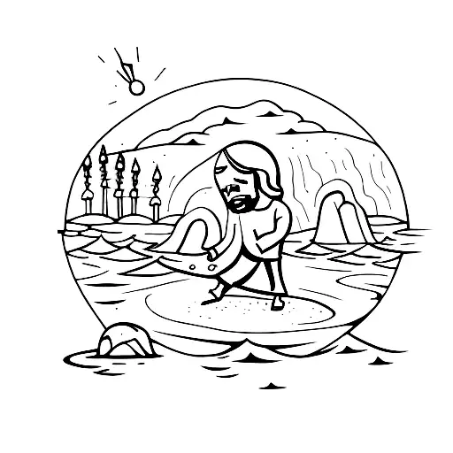 Illustration Of Jesus Walking On Water