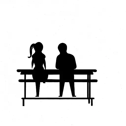 Couple With Love Sitting School Desk