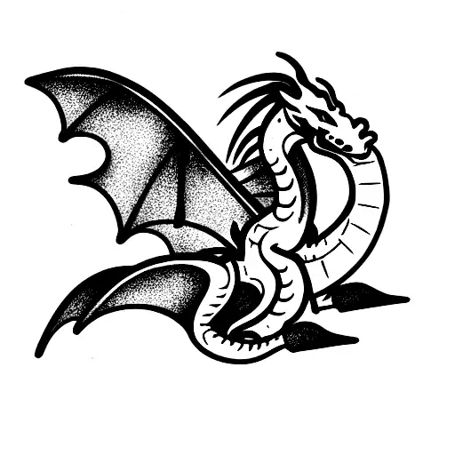 Dragon Coming Out Of A Thinly Striped Box With Magic Incorporated