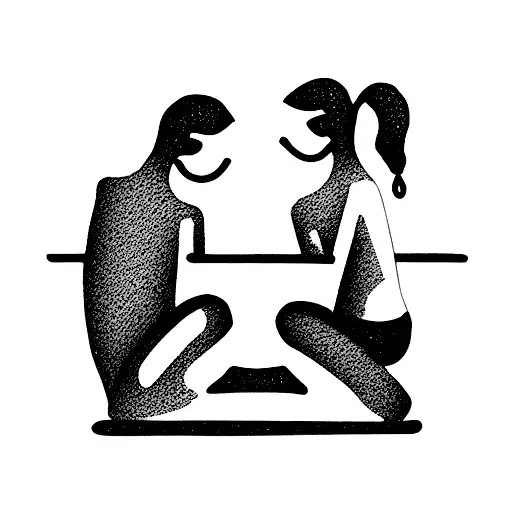 Couple With Love Sitting Desk