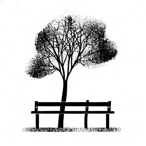 Bench With Tree Minimalist