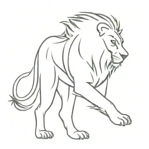 A Fine Line Tattoo Of A Lion Walking Across A Lung And Roaring