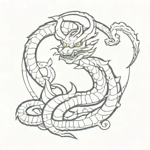 A Minimalist Design Of Shenron From Dragon Ball Surrounded By The Text Of A Powerful Bible Verse