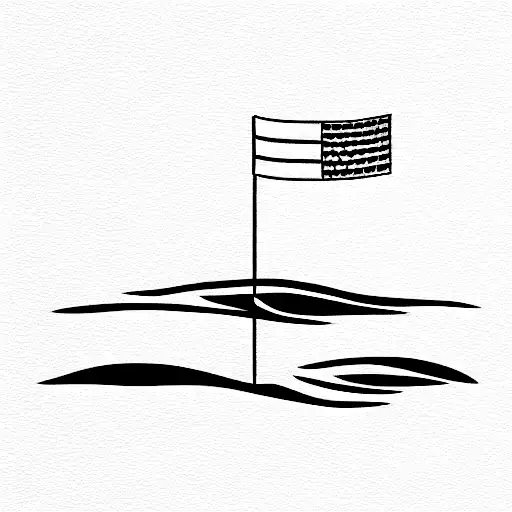 Line Art Of The Coast Of France With The Alaskan Flag And A Touch Of Golf
