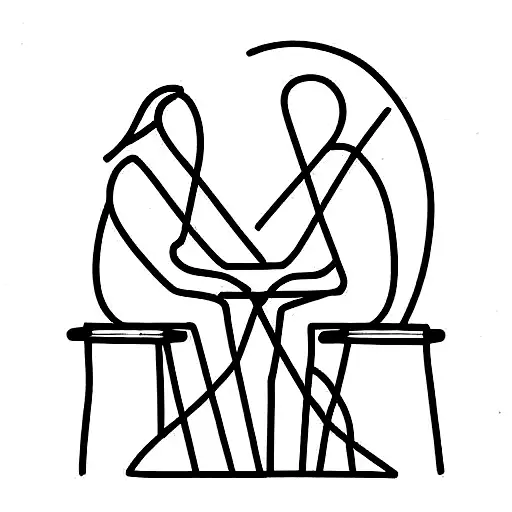 Couple With Love Sitting Desk