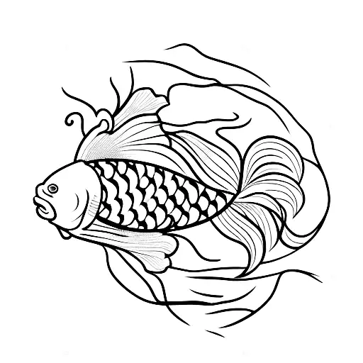 Cherry Blossom And Koi Fish