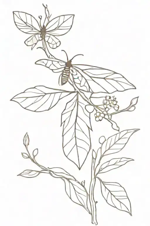 Moth Berry Leaves Nature Twigs