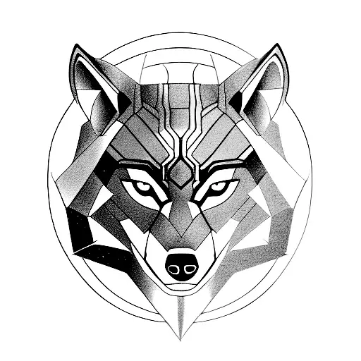 Minimalistic Wolf In Circle Similar To Marvel Black Panther