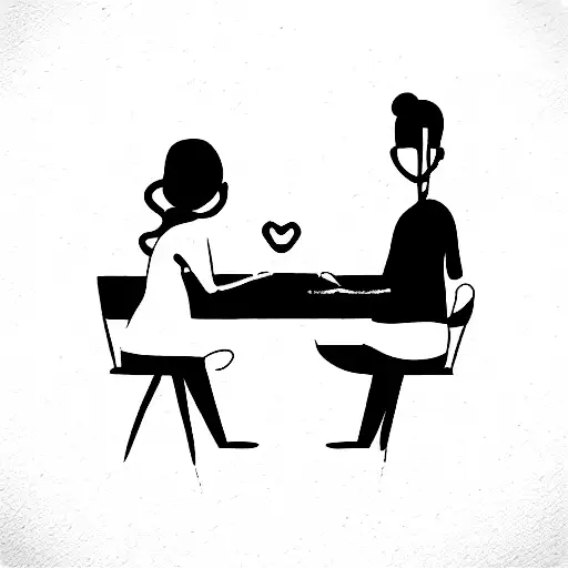 Couple With Love Sitting Desk
