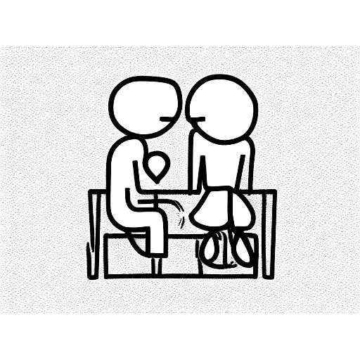 Couple With Love Sitting Desk