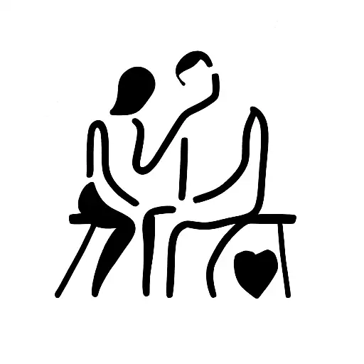 Couple With Love Sitting Desk