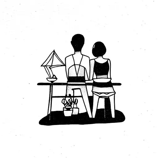 Couple With Love Sitting Desk