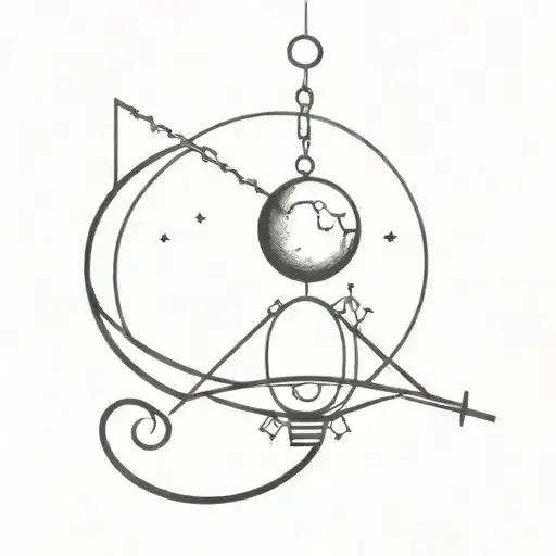 A Moon And A Cracking Bell Intertwined With A Tightrope Leading To A Crystal Ball