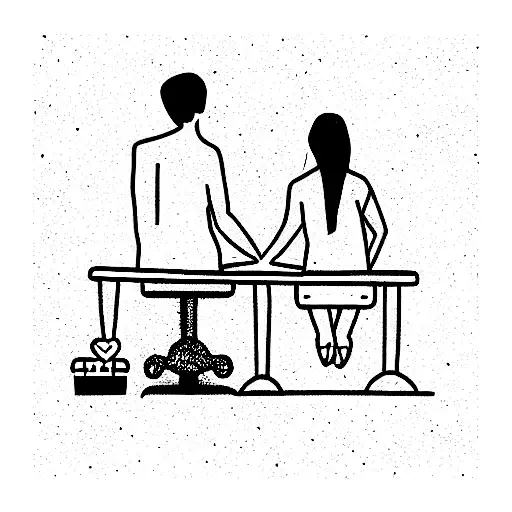 Couple With Love Sitting Desk