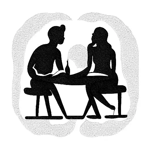 Couple With Love Sitting Desk