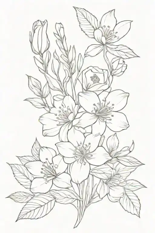 Birth Flower Bouquet Tattoo Jan Dec March Birth Flower