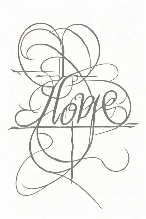 Cross With Word Hope In Cursive Writing In The Middle Of The Cross