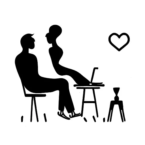 Couple With Love Sitting Desk