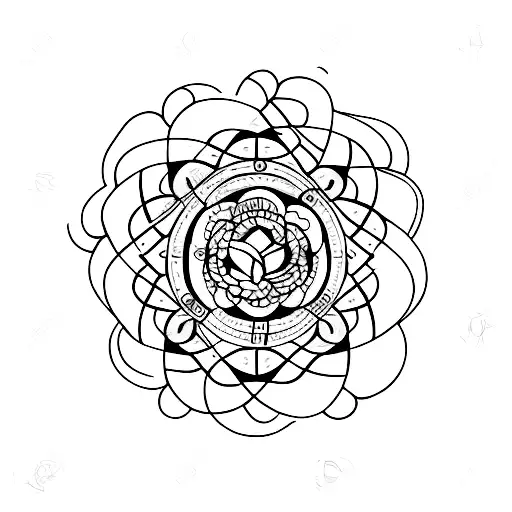 A Tattoo Of The Golden Ratio Symbol Intertwined With A Spiral Of Flowers
