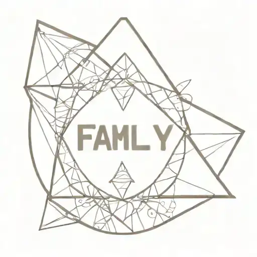 A Geometric Design Of A Guitar Pick Surrounded By A Halo Of Family Names