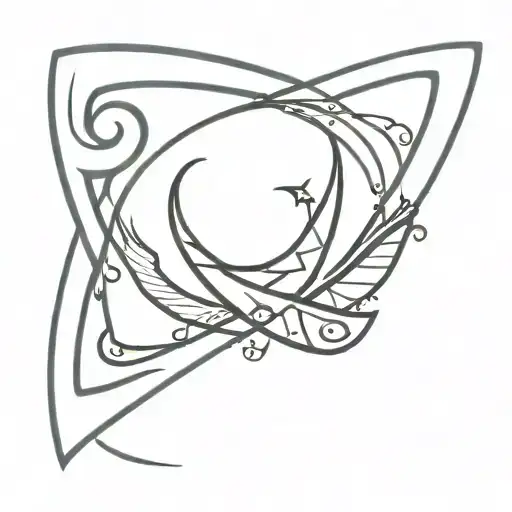 A Geometric Design Combining A Fishing Hook And An Asterix Symbol