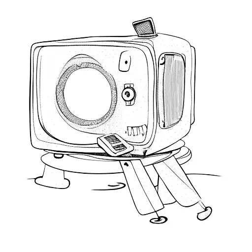 A Broken Tv With A Guitar In It