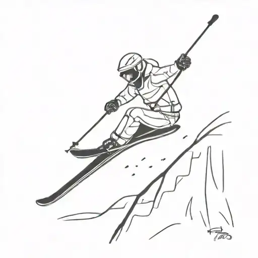Skiier Hitting A Jump Off A Soild Black Line