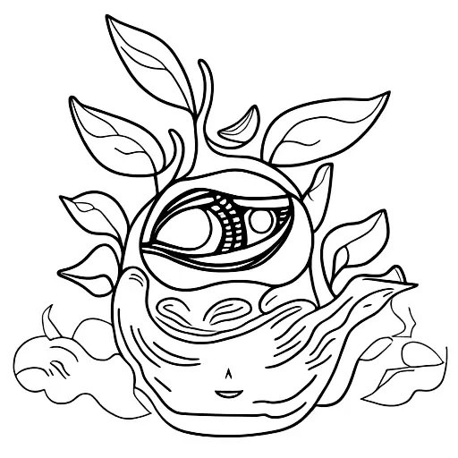 Alien Plant With Big Leaves And Eyes