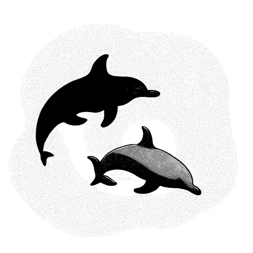 Three Dolphins With Beach And Summer Vibes Around It