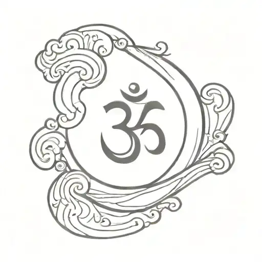 A Minimalist Design Of A Serene Wave With The Indonesian Om Symbol Incorporated Into The Water